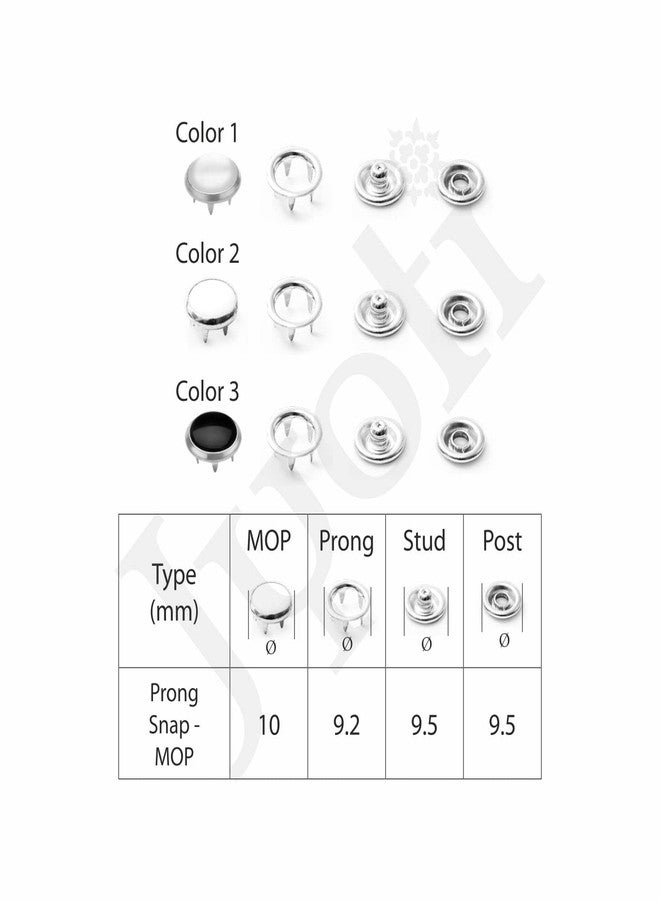 Jyoti Prong Snap Open-Ring Cap - MOP Color 2 (100 Sets of Size 16 Line/10.5mm of Brass in Nickel Finish in a Pouch) Closures & Connectors, No-Sew Button Fastener for Tailoring/Sewing, etc. - Pack of 1 - Image 4